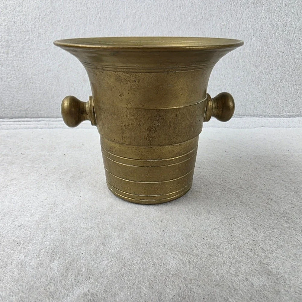 Vintage Solid Brass Mortar MO 5 Double Handle Apothecary Herb Spice Grinder